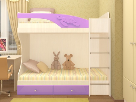 Кровать 2-х Ярусная Ириска МДФ (2,03х1,85х1,08/сп. место 0,8х2,0)/Разные Цвета