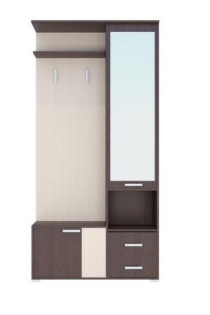 Шкаф с Зеркалом Домино-А Венге/Дуб Молочный (Ш-1000 × В-2050 × Г-323 мм)