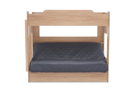 Двухъярусная кровать с диван-кроватью велюр серый / дуб сонома