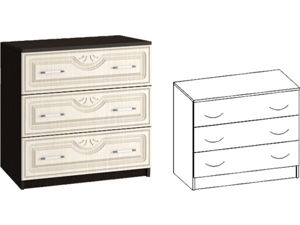 Комод Зара МДФ с 3-мя Выдвижными Ящиками ЗК-02 (0,8х0,82х0,44)/Разные Цвета